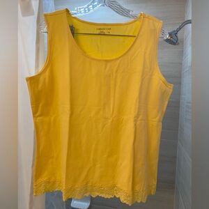 Coldwater Creek Embroidered Lace Tank - Banana Yellow;  Size: XL;  Cotton/Spandx